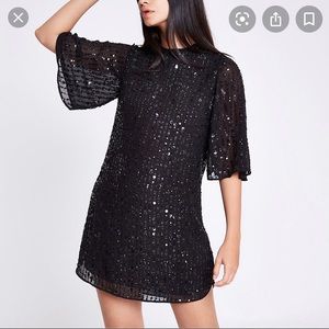 NWT River Island Black Sequin cocktail dress